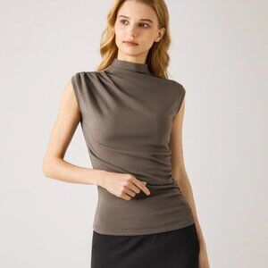 NWT OGL Move Asymmetrical Ruching Mockneck Tank Top